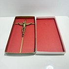 Vintage 10 Inch Brass   Bronze Cross Crucifix Wall Decor Jesus Inri Religious 