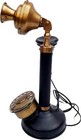 Vintage Antique Candlestick Rotary Dial Phone Brass  Table Decorative Telephone