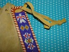 Vtg Native American Buckskin Bag Purse Beaded Leather Belt Like Sides 8   x9   x1   