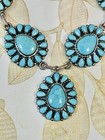 Vtg Navajo Sterling Silver Turquoise Clusternecklace Signed Native American 50 G
