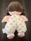 Carter s Child Of Mine Pink Baby My First Doll Lovey Rattle Flowers Brown Hair