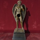 David Bronze Statue Vintage Winged Sculpture Man Marble Base Decor Figurine Art 