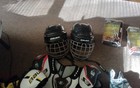 A Whole Bunch Of Youth Used Hockey Equipment Skates Gloves Helmets Ect help   
