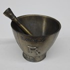 Louis H  bert Brass-tone Metal Mortar   Pestle Set Marked 1580-1627