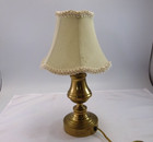 Vintage 11  Small Table Lamp Brass Base White Cloth Shade Light It Works
