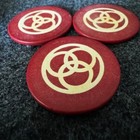 Vintage  Lot Of 3 Old Clay  Chips Paranoid Inlaid Embossed -red-las Vegas