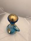 Vtg Aqua Blue Glass I Dream Of Jeannie Liquor Bottle Genie Decanter Stopper Mcm