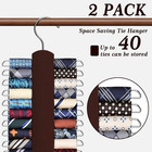 2 Pack Tie Rack For Closet  Premium Wooden Necktie Organizer Storage Tie belt Ha