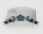 Gorgeous Navy Blue Rhinestone Crystal Floral Hair Comb