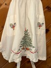 Vintage Hand Embroidered Christmas Trees   Gifts Ruffle Apron