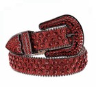 Unisex Bling Rhinestone Studded Belt W  Adjustable Buckle  Solid Black