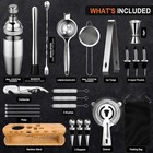 Kit De Coctelera Para Barman De 24 Piezas Con Soporte  Coctelera De Martini De 2