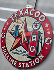 Vintage Texaco Gasoline Sign Pump Plate Gas Station Oil 7 3 4  X 7 3 4 