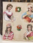 Antique Victorian Die Cut Scraps Double Sided Glued On Sheet - L10