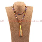 6 8 10mm Multi-color Agate Tibet Buddhist 108 Prayer Beads Knots Mala Necklace