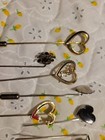15 Vintage Antique Heart Hat Pins Collection Lot
