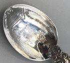 Vintage Sterling Silver Curved Handle Spoon  bow Wow Wow   3 1 8 