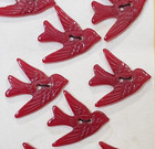 One Vintage Bakelite Button Deep Rich Glossy Red Swallow Bird Sold Separately
