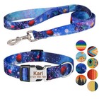 Set Of Personalized Colorful Floral Dog Collar   Matching Lead Free Engraving Id
