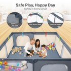 71x59 Baby Playpen Large Play Yard W  Zipper Gate Breathable Mesh Gray