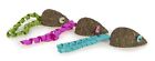 3 Count Magic Mice Compressed Catnip Ribbon Cat Toys - Green pink blue 3 Count