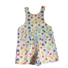 Vintage 90   s Girls Floral Fruit Shortalls 4t Skort Overalls Strawberry Flowers