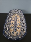 Temptations Old World Blue Oval Lattice Bread Serving Basket New 14 5 x7 