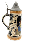 Vintage German Beer Stein 0 5l Pewter Lid Relief Tavern Scene Made Germany