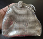  vintage 1950 s 1960 s Unbranded Silver Aluminum Mesh Small Purse Clutch Clean 