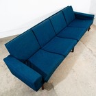Mid Century Danish Modern Sofa Couch Solid Rosewood 4 Seater Navy Blue Vintage