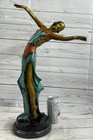 Signed Chiparus Multi Color Genuine Solid Bronze Sculpture Figurine Figure Decor