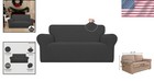 1-piece Elastic Bottom Loveseat Slipcover In Dark Gray - Easy Care Fabric