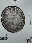 1888 Newfoundland 20 Cents Silver Coin Low Mintage Cleaned