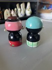 Vintage Wooden Black Americana Salt And Pepper Shakers