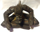 Vtg African Tribal Warrior Figurine Statue Wood Hand Carved Folk Art 11  Tall B2