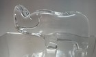 Signed Kosta Boda Clear Crystal Rhinoceros - Brutalistic Mcm Modern Paper Wight