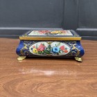 Vintage Fricke   Nacke Western Germany Floral Tin Box Footed 7 5   W  Cards