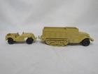  2  Marx Desert Fox Tan Color American Army Halftrack   Jeep Mpc  battleground 