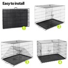 Folding Dog Crate 42  Metal Pet Cage Dog Kennel With Double Doors And Tray Black
