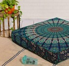 35  Inches  Square Cushion Case Bohemian  Mandala Pillow Cover Round Cover Rainb