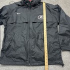 Nike Uga Georgia Bulldogs Jacket Size Small Black Packable Hood Windbreaker Y2k
