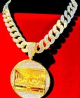Men Xl Last Supper Iced Pendant Cuban Necklace Chain Gold Plated Cz Jewelry Out