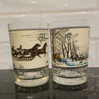 Vintage 1981 Arbys Currier   Ives Collectors Glass Sleigh Race Winter In Country