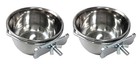 Lot Of 2 Bird Parrot Cage Seed Water Feeder - 4-inch - Stainless Steel