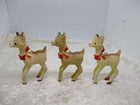 Trio Of Vintage Rudolph The Red Nose Reindeer Hard-plastic Ornament