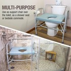 Drop Arm Portable Commode Chair 500lb Adjustable Extra Wide Seat Grey