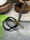 Rodeo Bolo Tie Western Cowboy Black Leather Necktie New Free Ship B5086