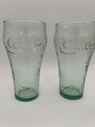 Vintage Green Coca cola Coke Glasses Set Of 2 Rare 6   h New Soda Green Glass