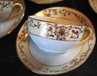 Set 6 Antique  noritake M  Gold Moriage Teacups   Saucers Hand Painted Porcelain
