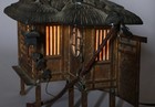 Japanese Bronze Lantern Traditional Thatched-roof House Statue 12 2inch Kuzuya